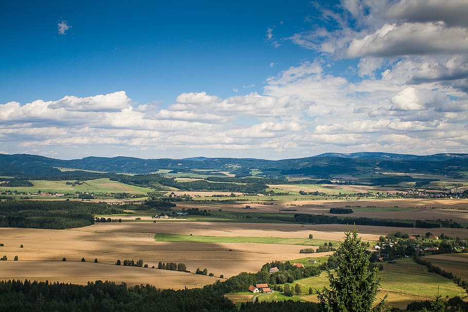 Typical Czech Panorama, clouds, czech republic, fields, hills