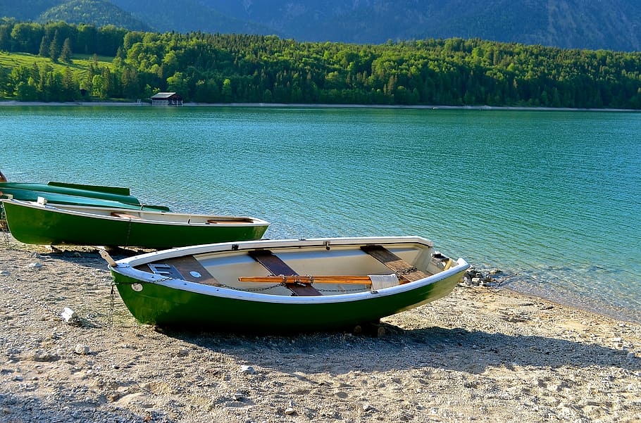 lake, boot, nature, walchensee, alpine, blue, leisure, rest HD wallpaper