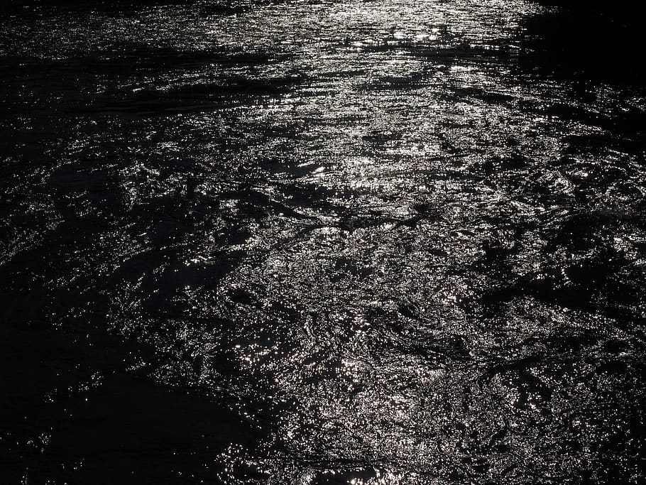 water, river, flow, sparkle, backlighting, dark, threatening HD wallpaper