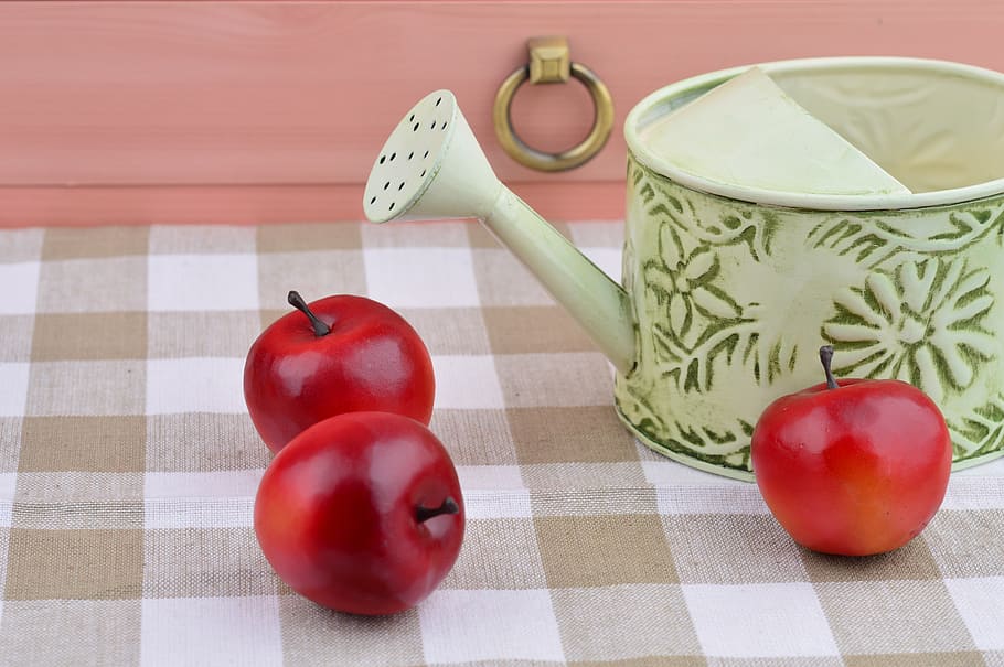 Apple, Still Life Photography, red fruits, make sprinklers, basket, HD wallpaper