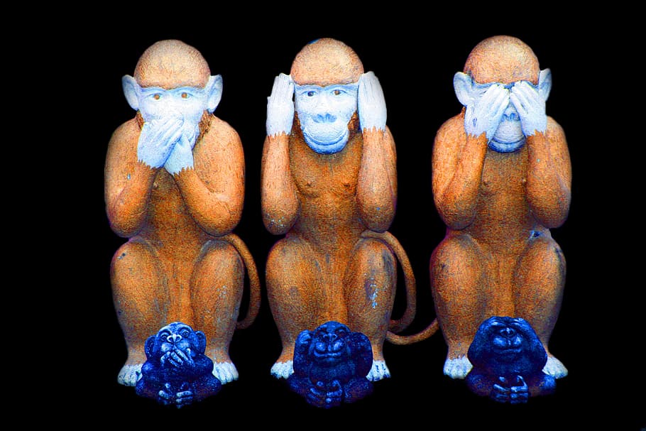 three wise monkey wallpaper, evil, see, hear, no, say, cartoon, HD wallpaper