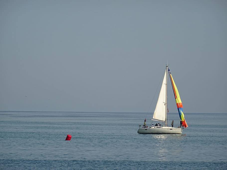Boat, Sea, Sky, nautical Vessel, sailing, sailboat, sport, water HD wallpaper