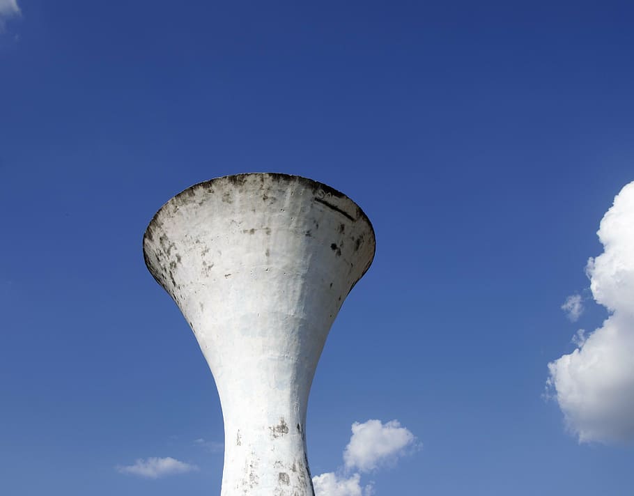 tower, water box, blue, clouds, architecture, sky, no people HD wallpaper