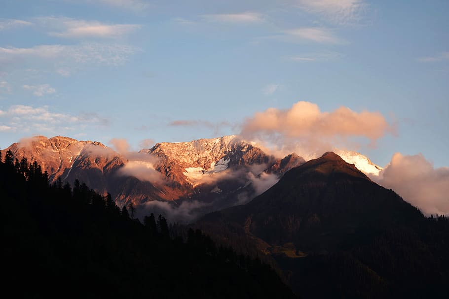 cloud over mountain, mountains under cloudy sky, nature, sunset HD wallpaper
