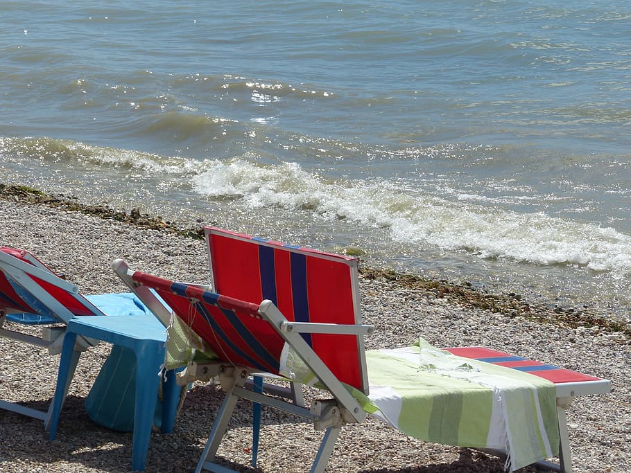 deck chair, idleness, relaxation, rest, shore, beach, holiday, HD wallpaper