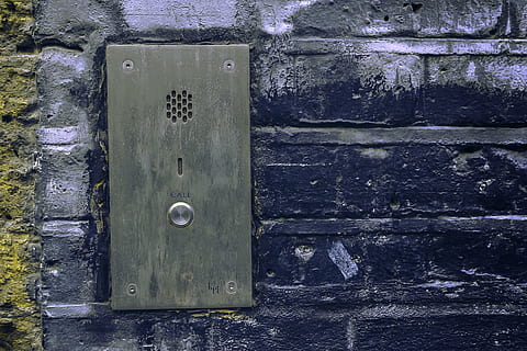 close-up photo of grey door bell, grey wall-mounted door speaker HD wallpaper