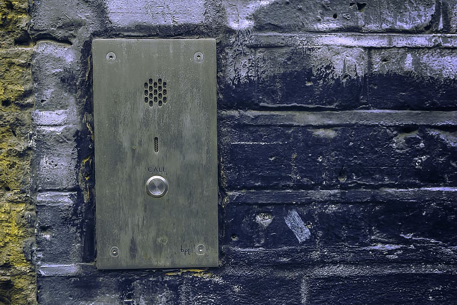 close-up photo of grey door bell, grey wall-mounted door speaker HD wallpaper