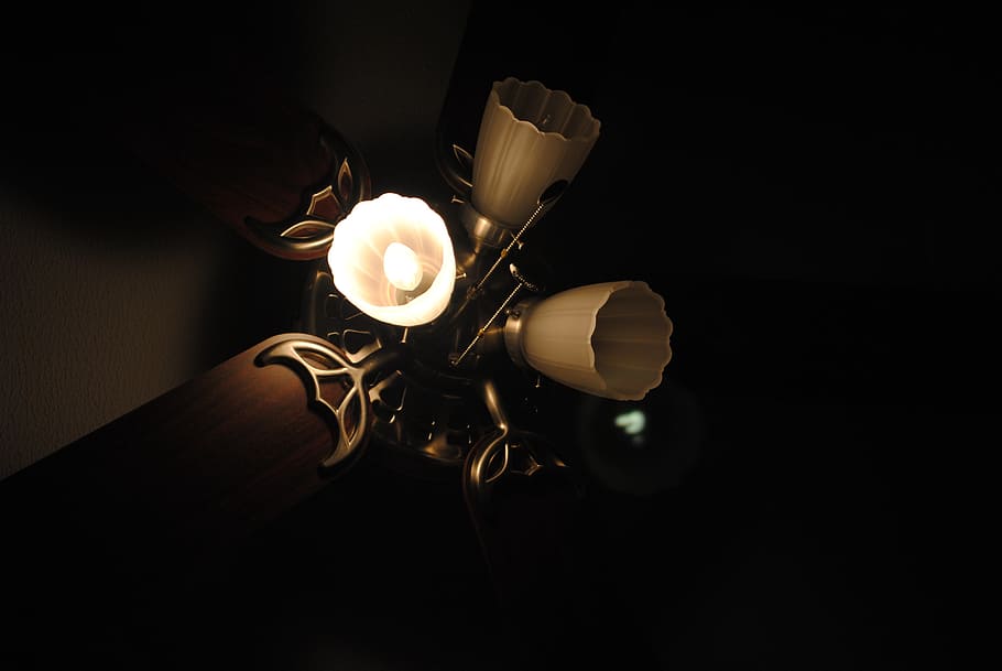 light, night, big, room, dark, building, black, evening, ceiling fan HD wallpaper