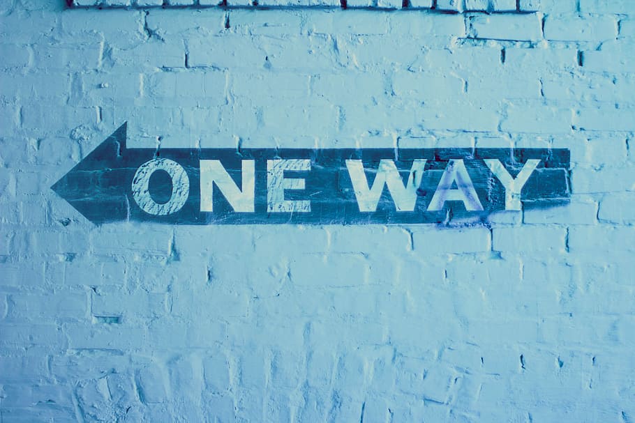 one way signage, One Way signage painted on wall, brick, text HD wallpaper