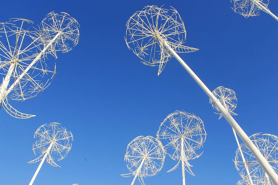 kazantip, crimea, structure, construction, in the sky, dandelions HD wallpaper