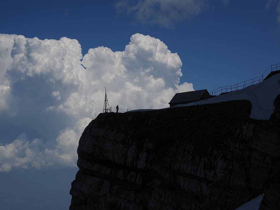 Säntis, Viewpoint, Clouds, Cumulus, squall line, threatening HD wallpaper