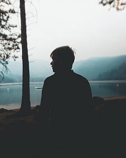 cold, nature, man, person, backlit, dark, environment, fir tree HD wallpaper