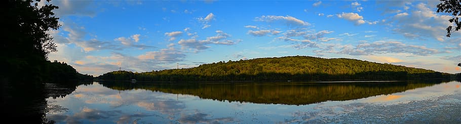 lake, sunset, reflection, water, nature, landscape, sky, summer HD wallpaper