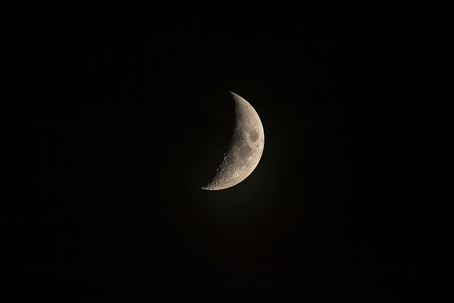 view of half moon, dark, night, light, astronomy, moon Surface HD wallpaper