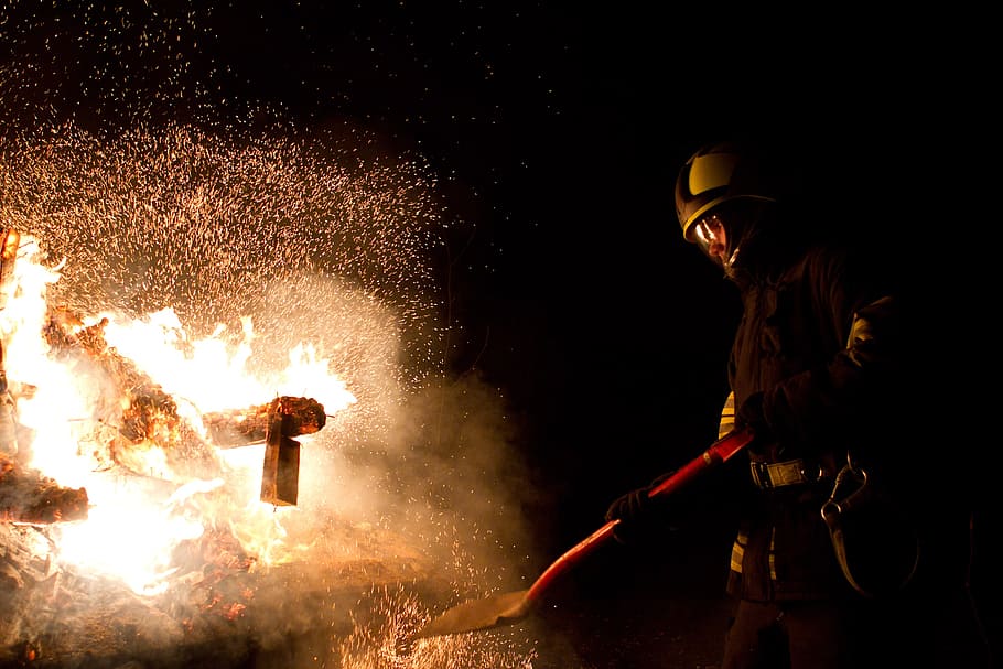 fire, firefighter, sparks, burning, fire - natural phenomenon HD wallpaper