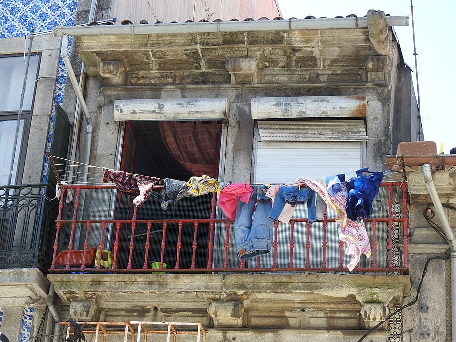 balcony, drying laundry, built structure, architecture, building exterior HD wallpaper