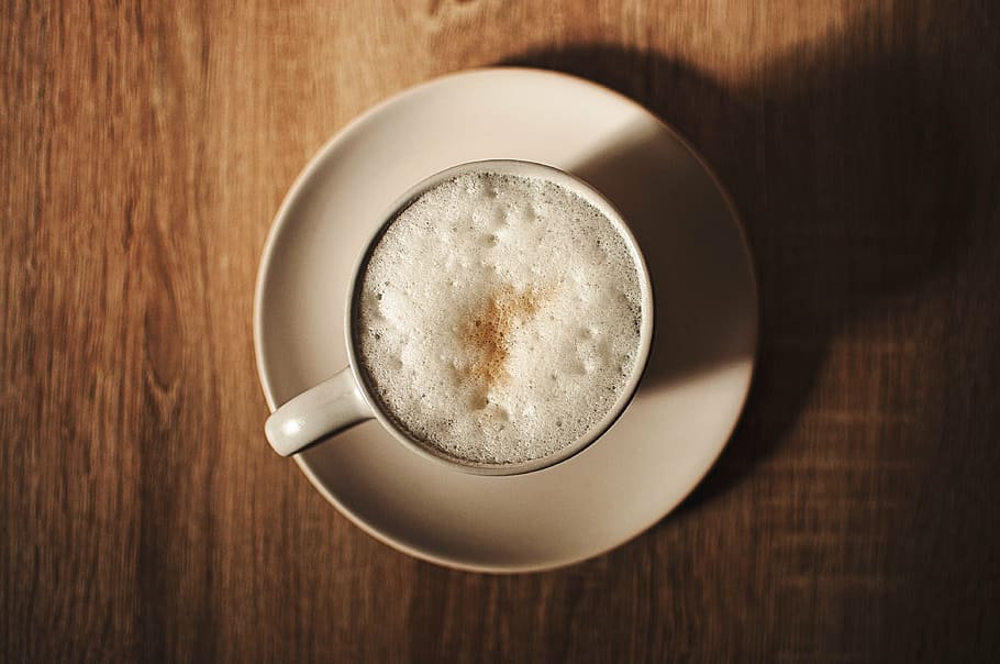 white ceramic coffee mug on white plate, caffeine, ceramics HD wallpaper