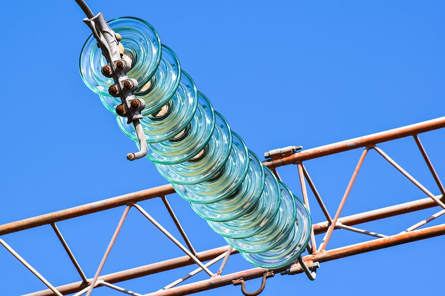 Insulators, Hv, Electricity, Power Lines, blue, rope, clear sky HD wallpaper