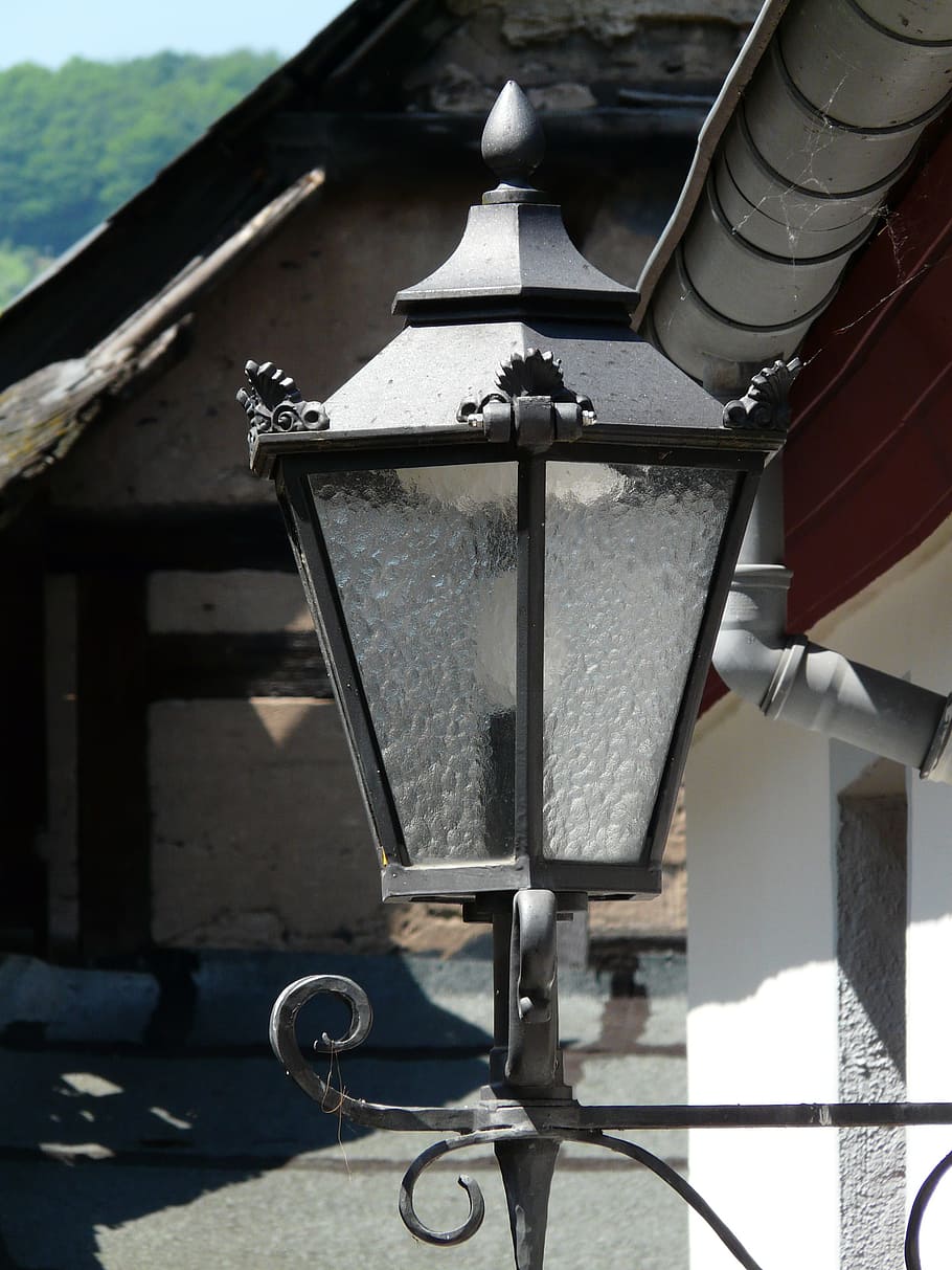 Lantern, Street Lamp, Lighting, schmie­de­ei­sern, day, outdoors HD wallpaper