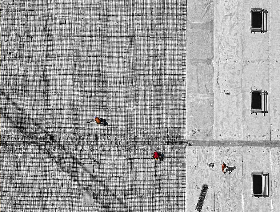 aerial photo of three person walking on floor at daytime, From the air 368 HD wallpaper