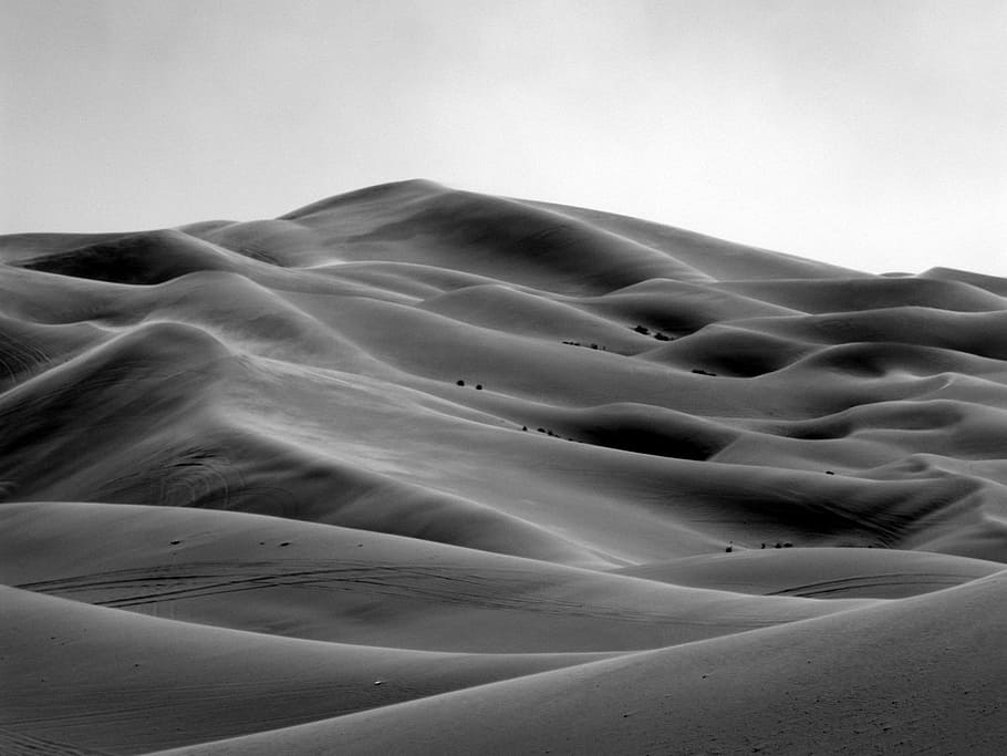 grayscale photo of desert, grayscale photography of desert, dune HD wallpaper