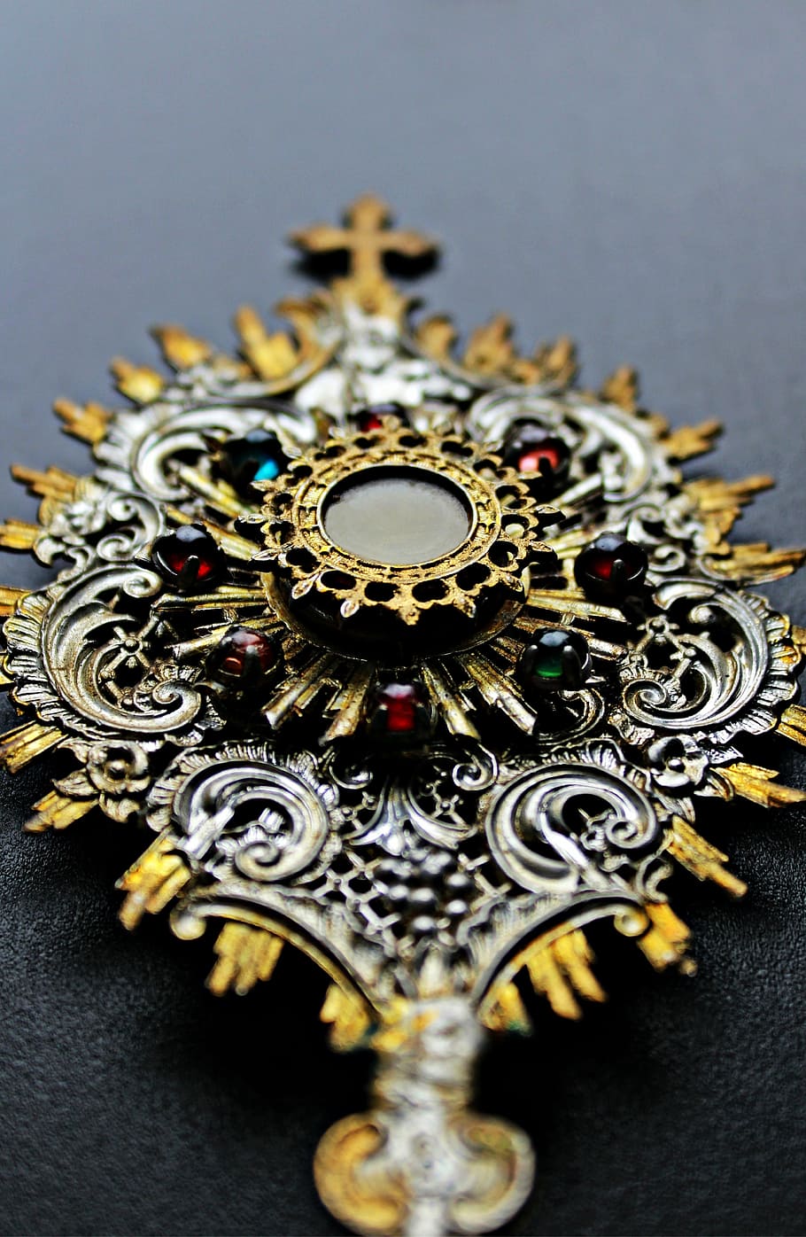 monstrance, church, altar, christian, tin, filigree, antique, HD wallpaper