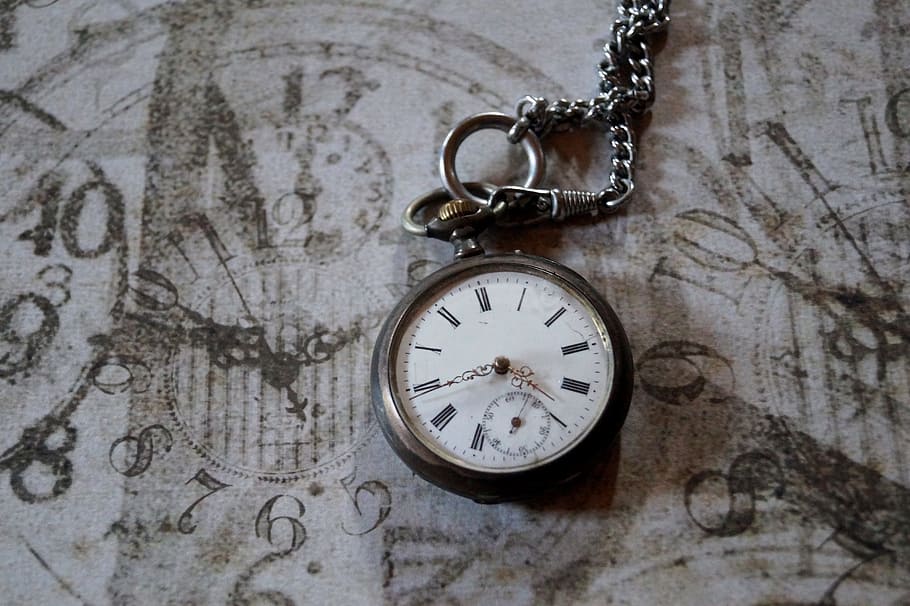 gray pocket watch on white textile, Time, Time, Clock Face HD wallpaper
