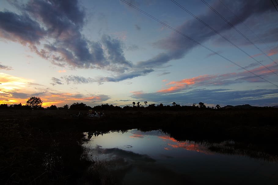 dawn, landscape, nature, sky, clouds, colors, evening, outdoors HD wallpaper