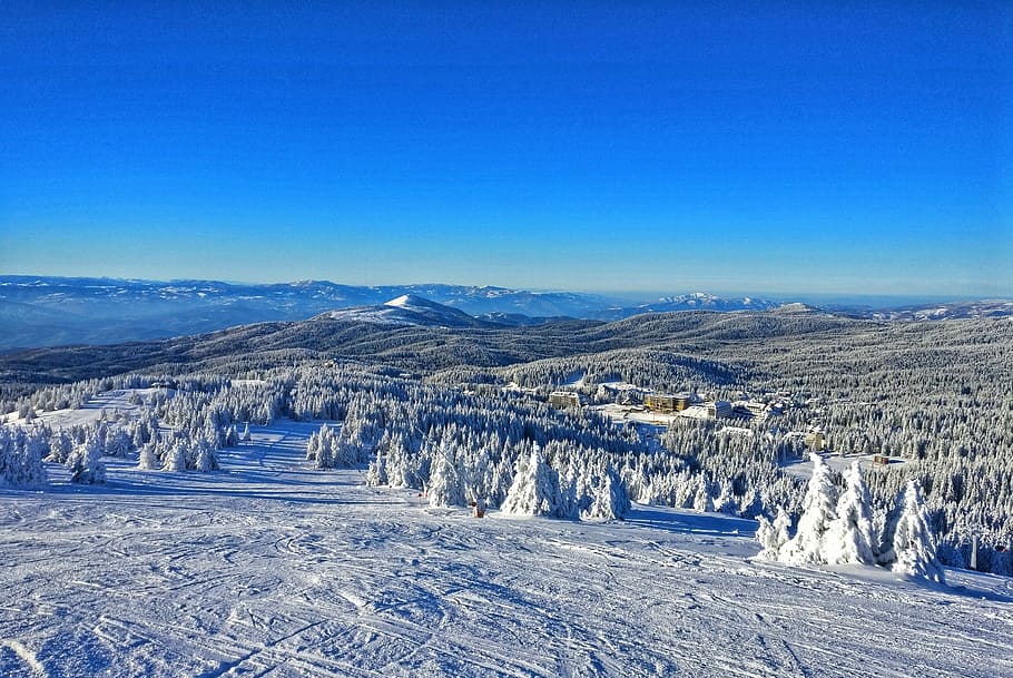 Kopaonik, bird's-eye view photography of mountain, snow, landscape HD wallpaper