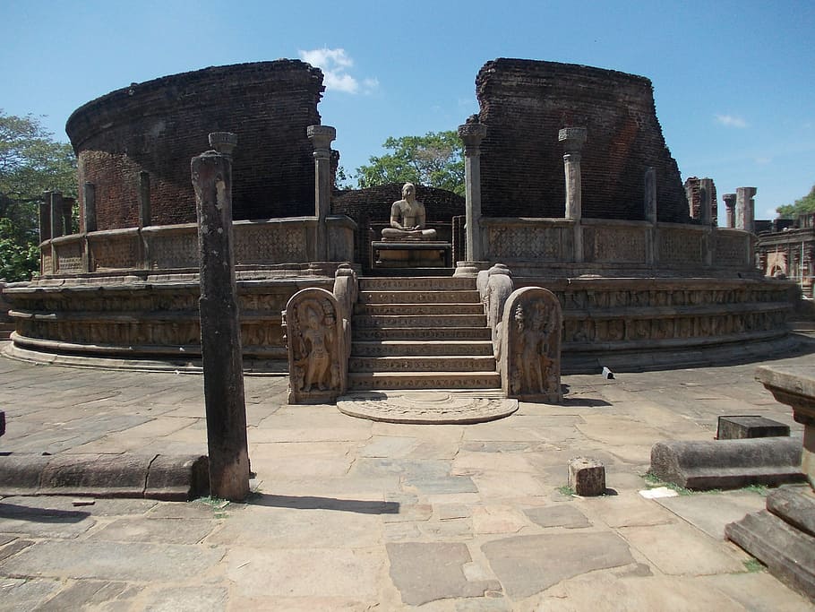 ancient, ruins, stones, sri lanka, polonnaruwa, watadageya, HD wallpaper