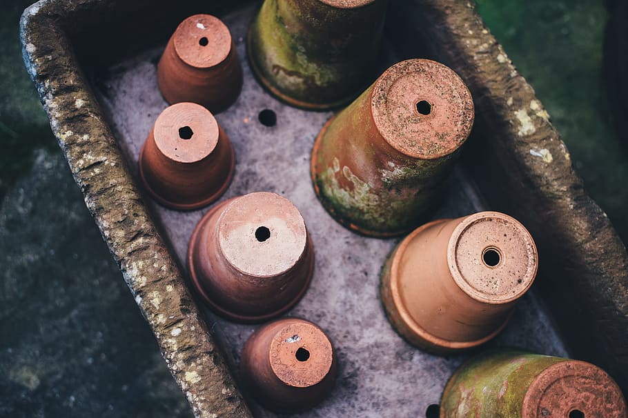 pot, flowerpot, ceramic, clay, plant, old, no people, still life HD wallpaper