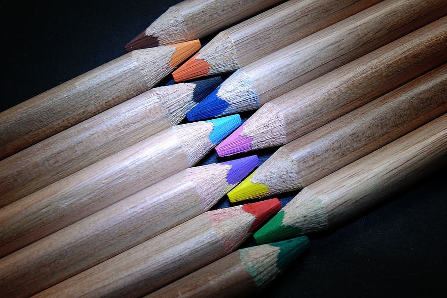 multicolored coloring pencil lot, sharpened, crayons, colorful HD wallpaper