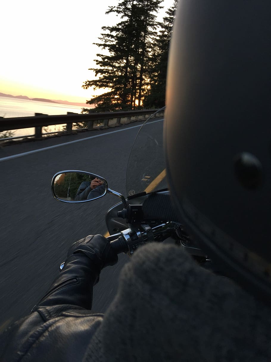 motorcycle, road trip, sunset, transportation, mode of transportation HD wallpaper