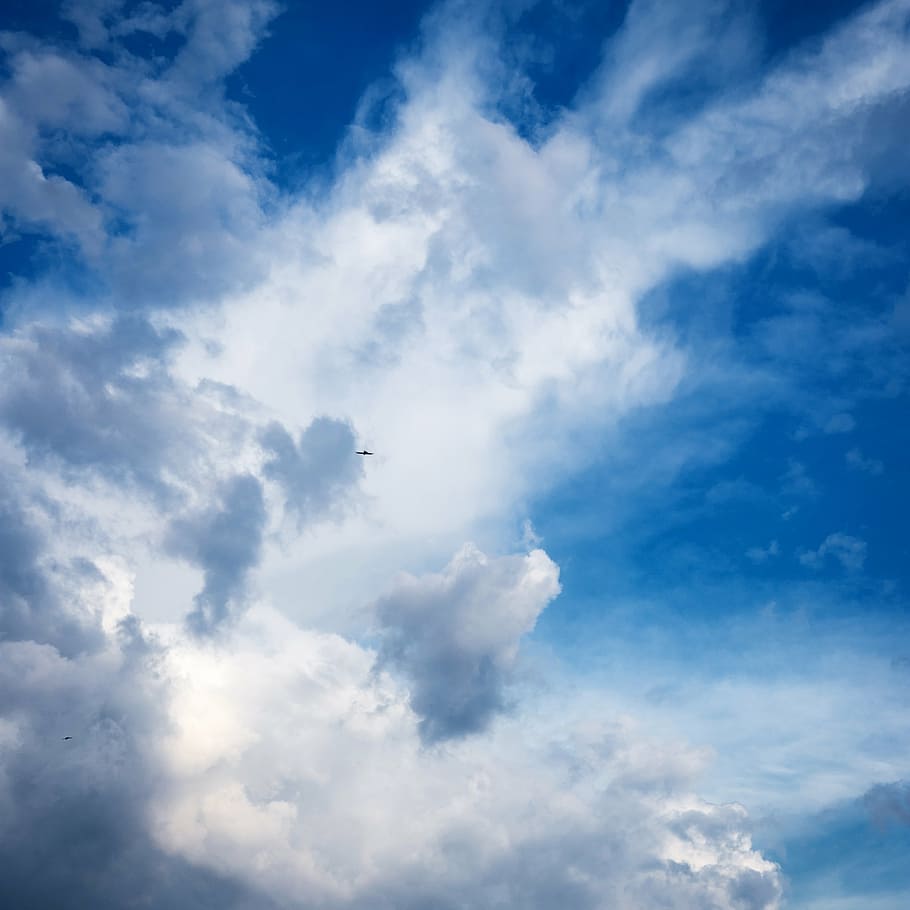 sky, clouds, blue, day, nature, blue sky, cloud - sky, beauty in nature HD wallpaper