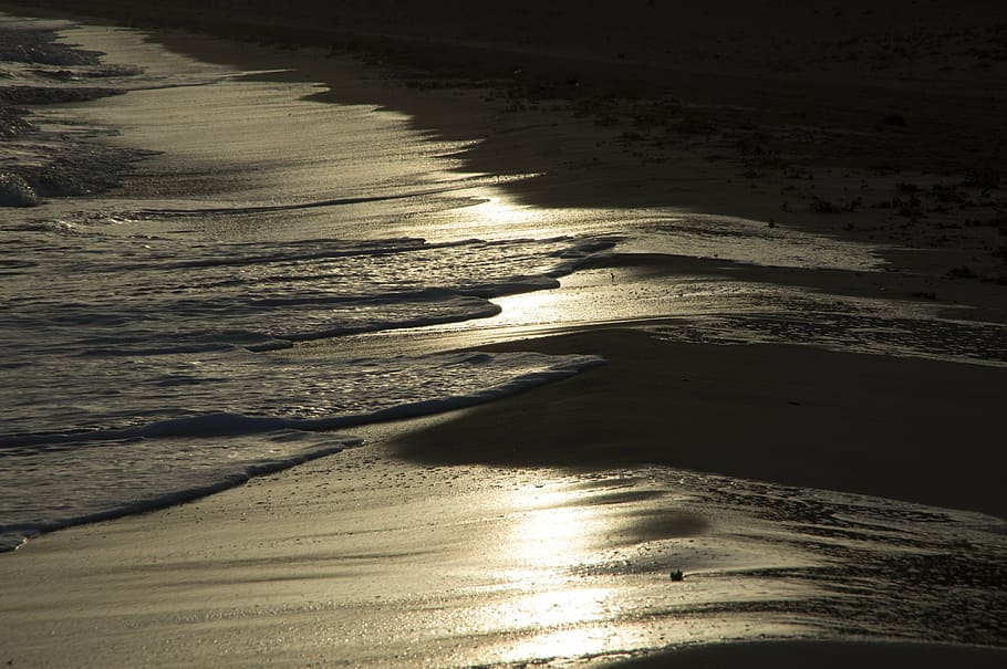 beach, wave, evening, mood, sun, water, land, sea, beauty in nature HD wallpaper