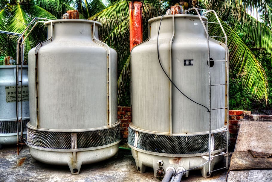 machine cooler, tank, cooler tank, engineering, plant, day HD wallpaper