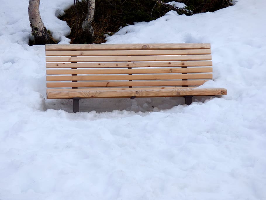 bench, snow, park, winter, season, weather, outdoor, nobody HD wallpaper