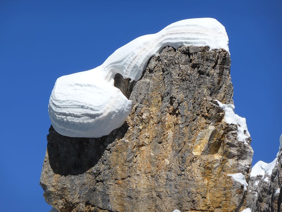Snow, Rock, Top, Mountains, sky, rocks, alps, dolomites, landscape, HD wallpaper