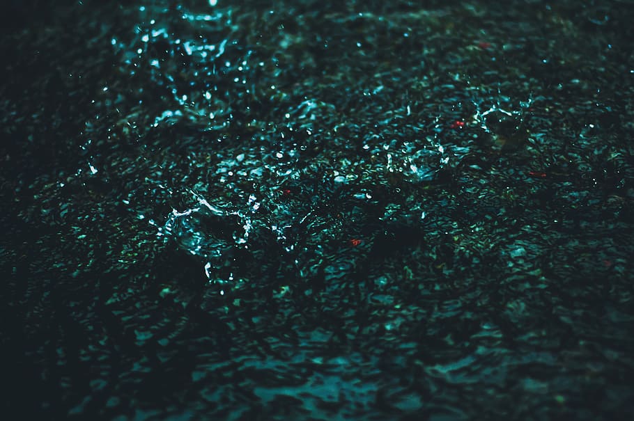 green surface, body of water, in motion, illustration, raindrop HD wallpaper