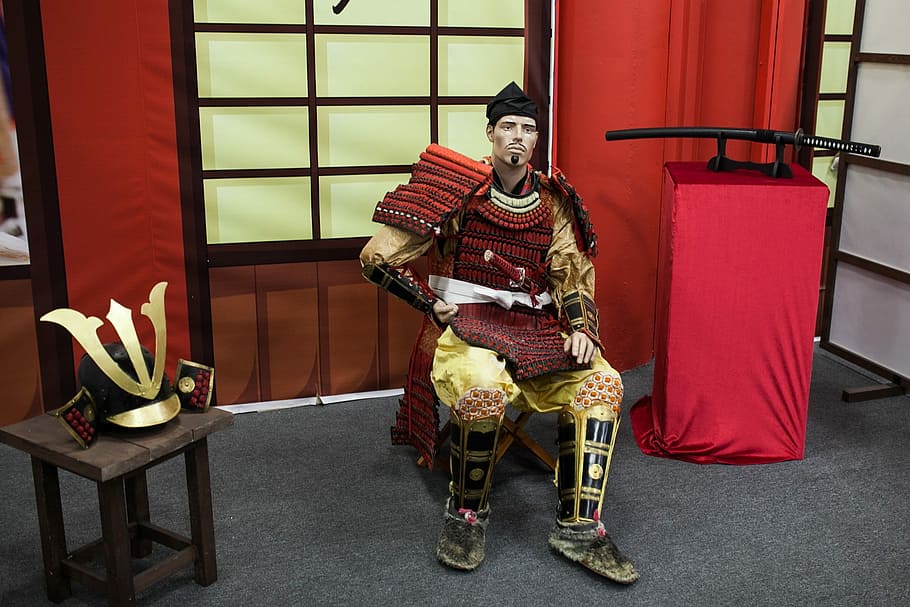 samurai costume set, Samurai, Armor, Warrior, Japan, Helmet HD wallpaper