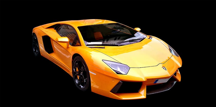 yellow Laborghini Aventador supercar, lamborghini, sports car, HD wallpaper