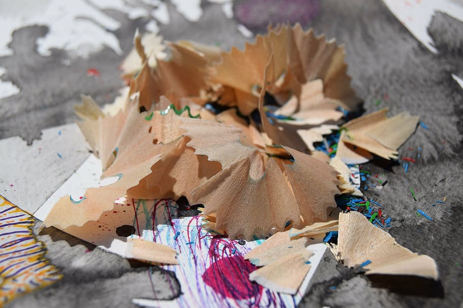 drawing, art, pencils, artwork, wood - Material, shavings, multi Colored HD wallpaper