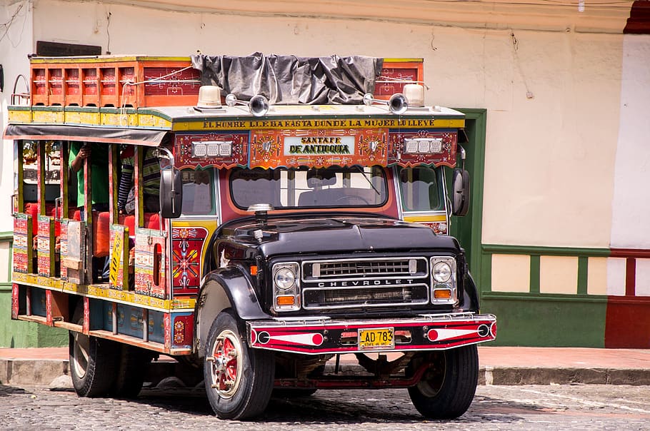 colombia, chiva, car, transport, santafe de antioquia, colombian, HD wallpaper