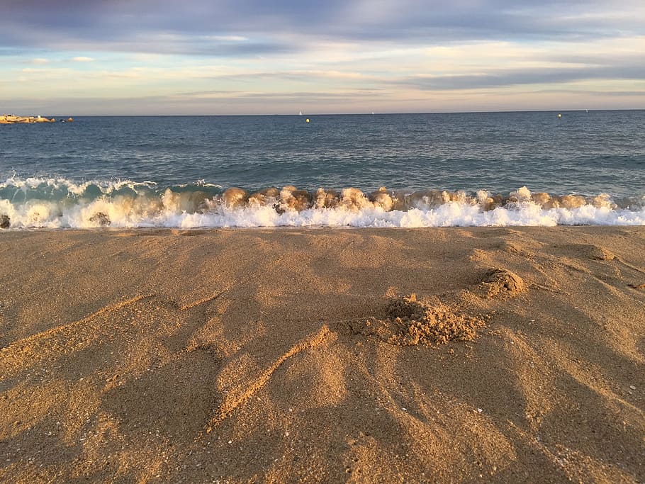 sea, ocean, water, wave, sand, beach, shore, nature, sky, clouds HD wallpaper