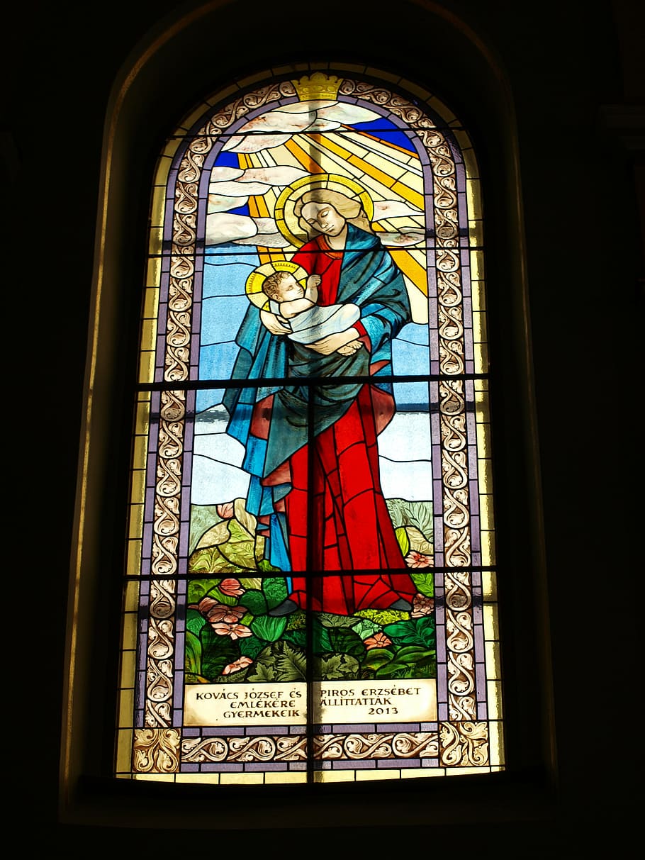 kunágota, st, imre, catholic, church, stained glass window, HD wallpaper
