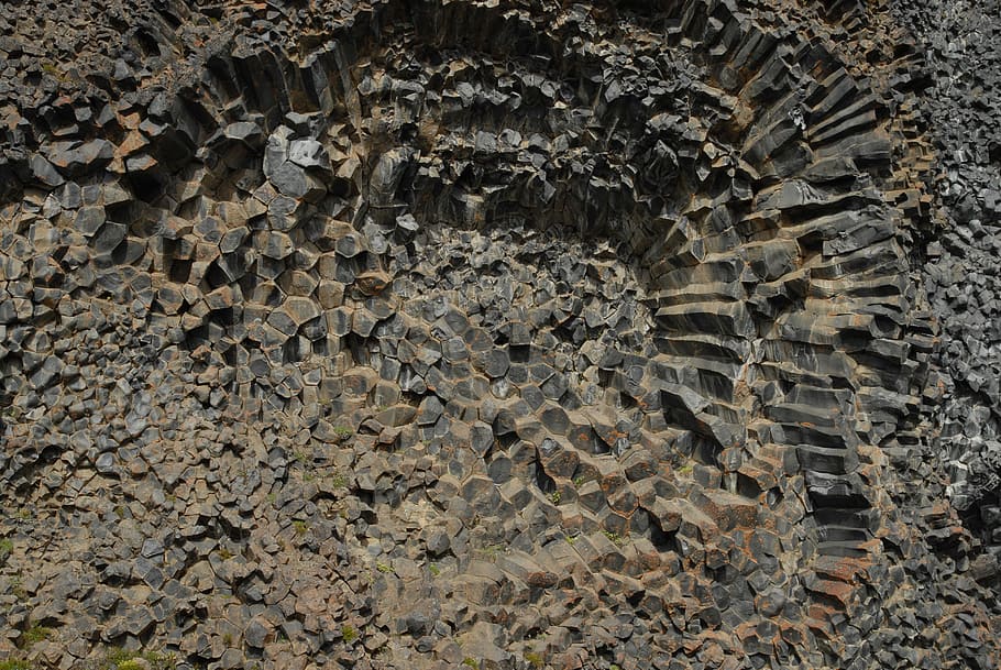 Iceland, Basaltic Rocks, pierre, backgrounds, abstract, textured HD wallpaper