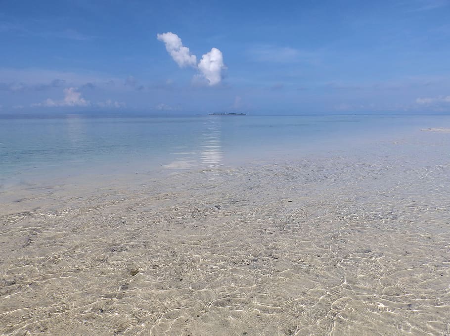 island, shallow water, beach, sand, lazur, transparent, crystal, HD wallpaper