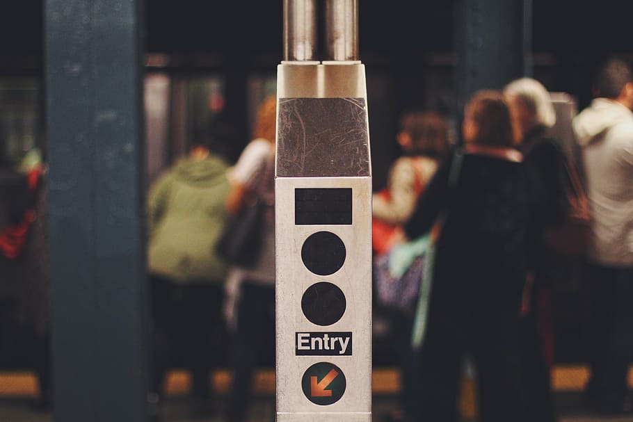 selective focus photography of entry gate, electronic, entry sign HD wallpaper