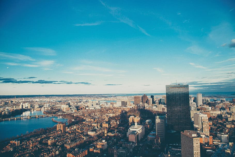 bird's-eye view of city, top view photography of city during daytime, HD wallpaper