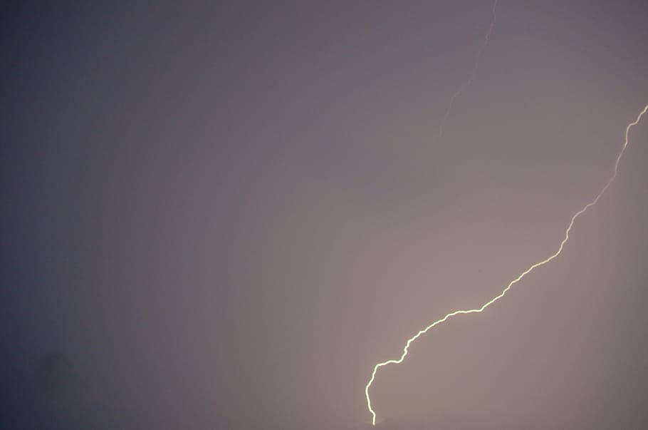 lightning, clouds, night, thunderstorm, weather, sky, nature HD wallpaper
